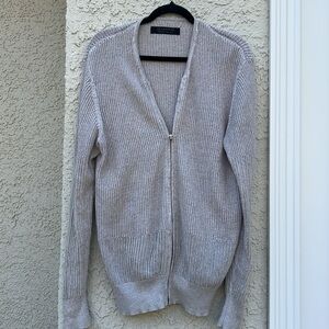 All Saints Men's Metz Knit Beige Zip Cardigan Sweater Size M